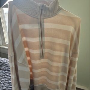 Aerie Beige and White Striped Sweater